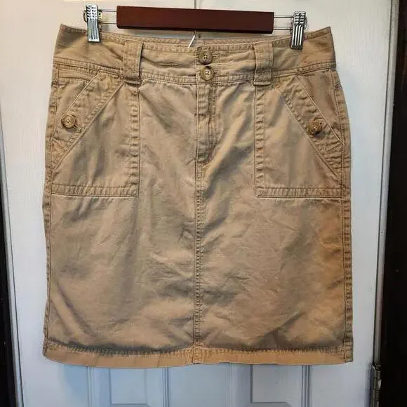 Eddie Bauer Women's Khaki 100% Cotton Cargo Skirt- Size 6 - Picture 1 of 8